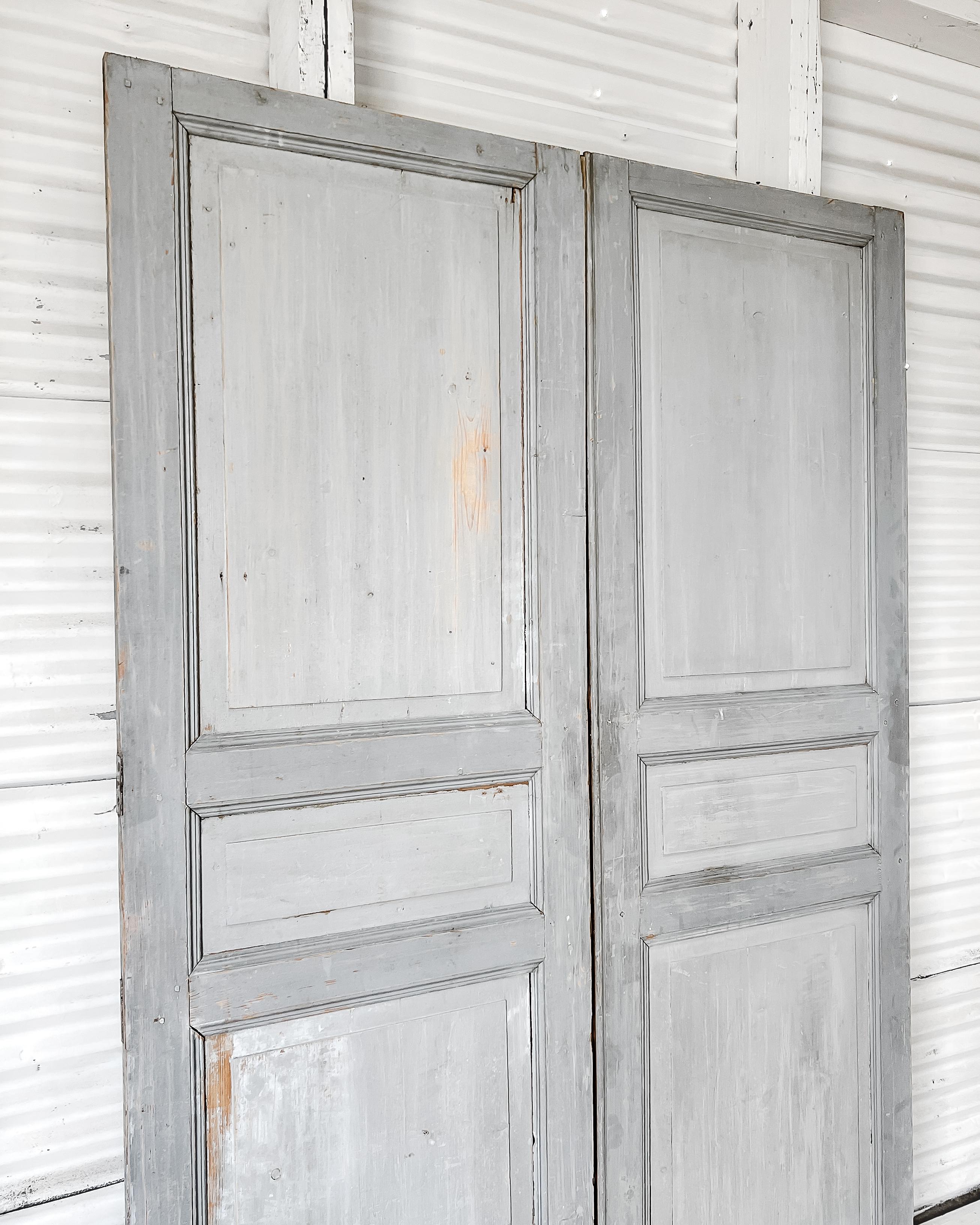 Pair of 19th Century 3 Panel French Wardrobe Doors In Good Condition For Sale In Mckinney, TX