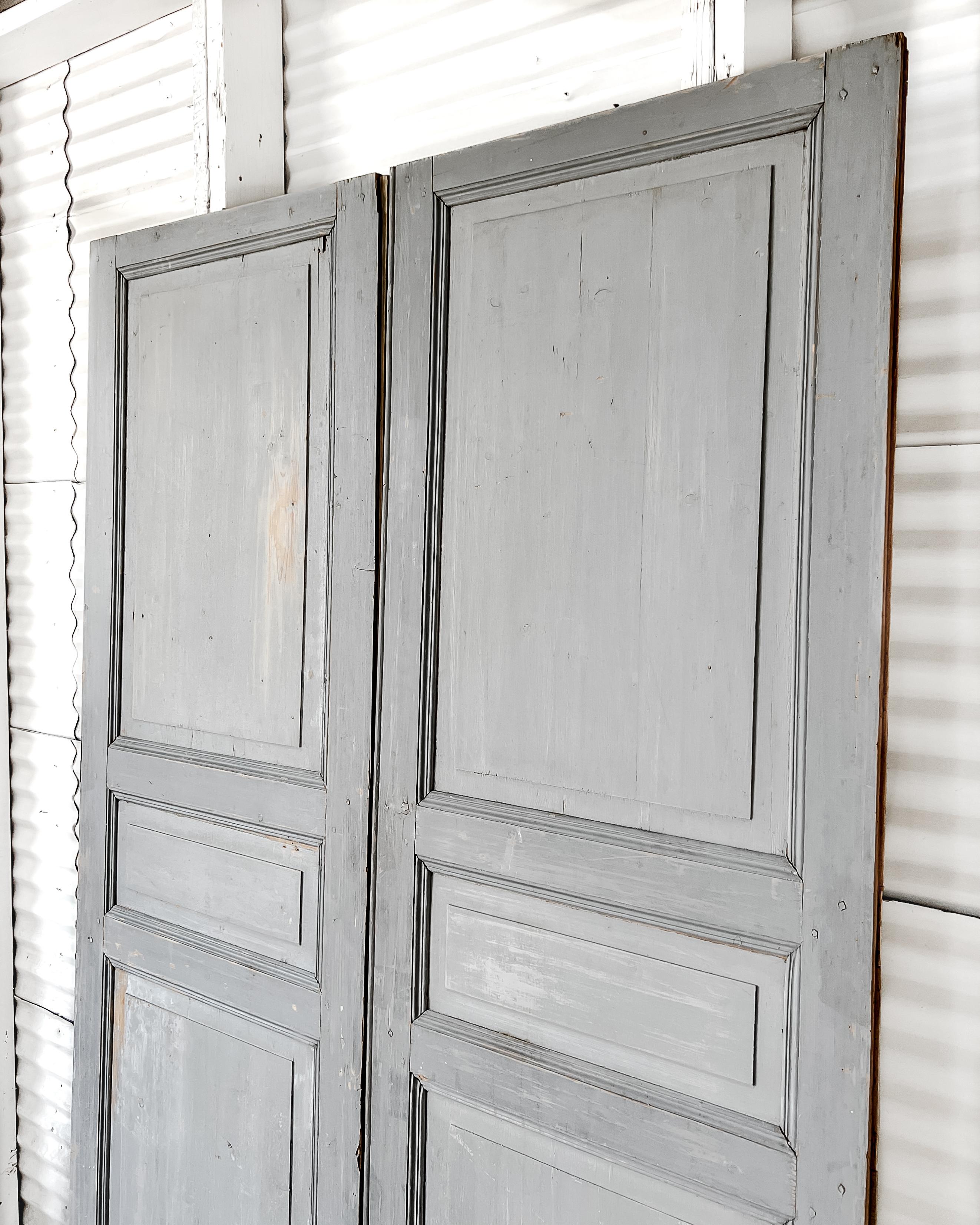 Wood Pair of 19th Century 3 Panel French Wardrobe Doors For Sale