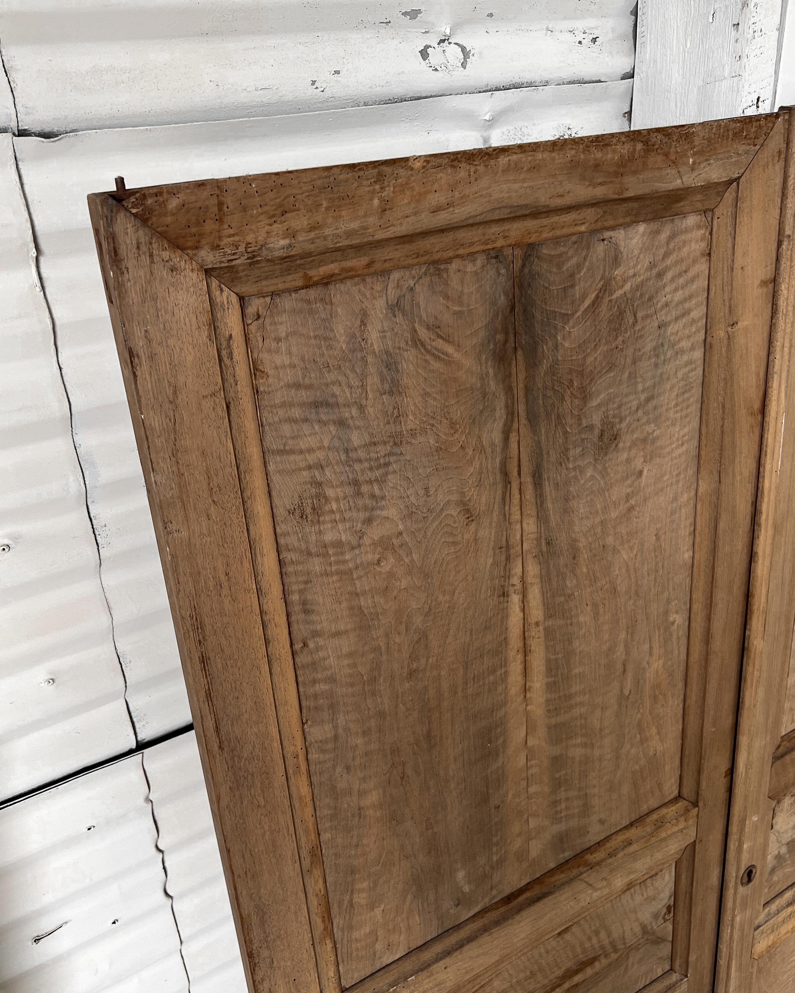 Pair of 19th Century 3 Panel Natural Walnut French Wardrobe Doors 2