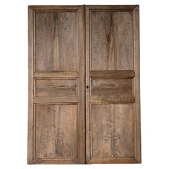 Antique Pair of 19th Century 3 Panel Natural Walnut French Wardrobe Doors