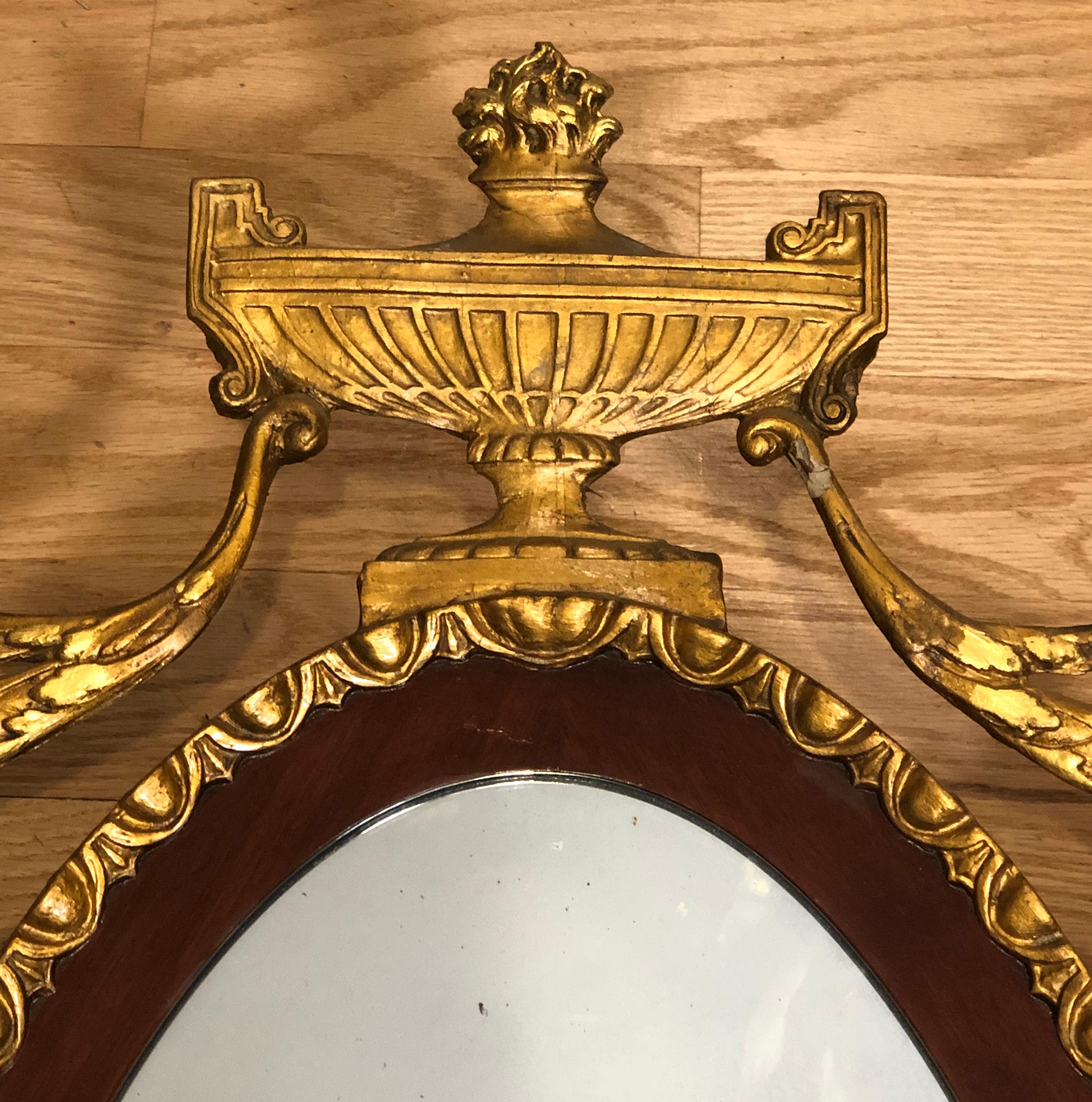 Pair of 19th Century Adam Style Giltwood Mirrors In Good Condition For Sale In Norwood, NJ