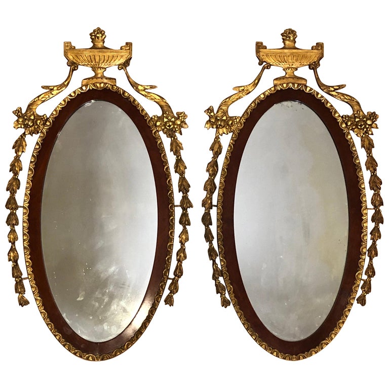 Pair of 19th Century Adam Style Giltwood Mirrors For Sale at 1stDibs