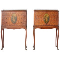 Antique Pair of 19th Century Adams Style Satinwood Tables or Chests