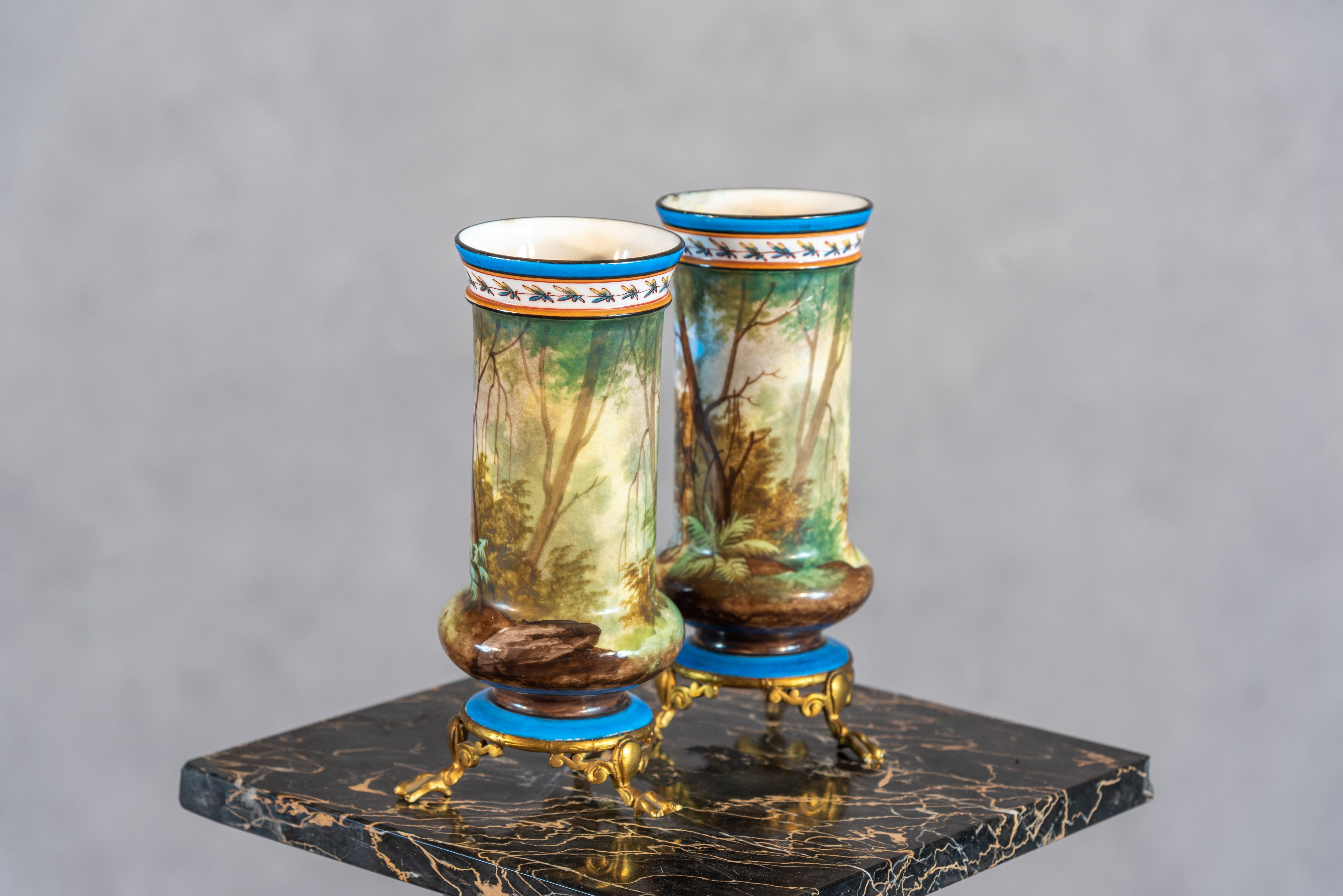Brass Pair Of 19th Century After Sevres Vases