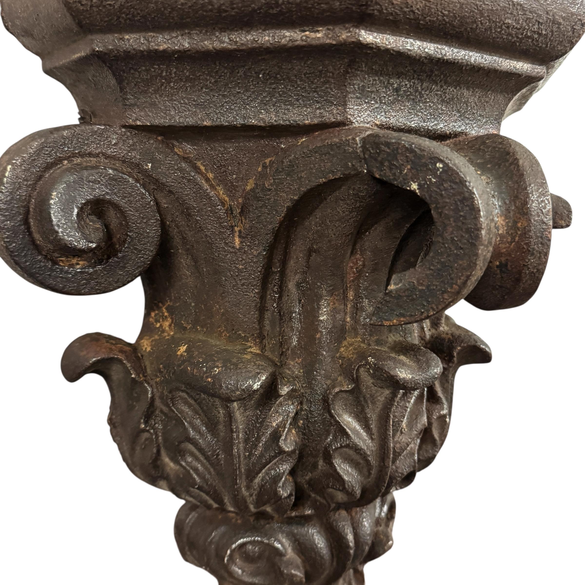 Pair of 19th Century American Beaux Arts Cast Iron Wall Brackets en venta 2