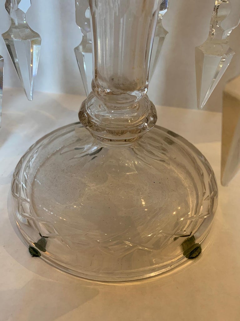 Pair of 19th Century American Clear Cut Crystal Mantel Lusters with