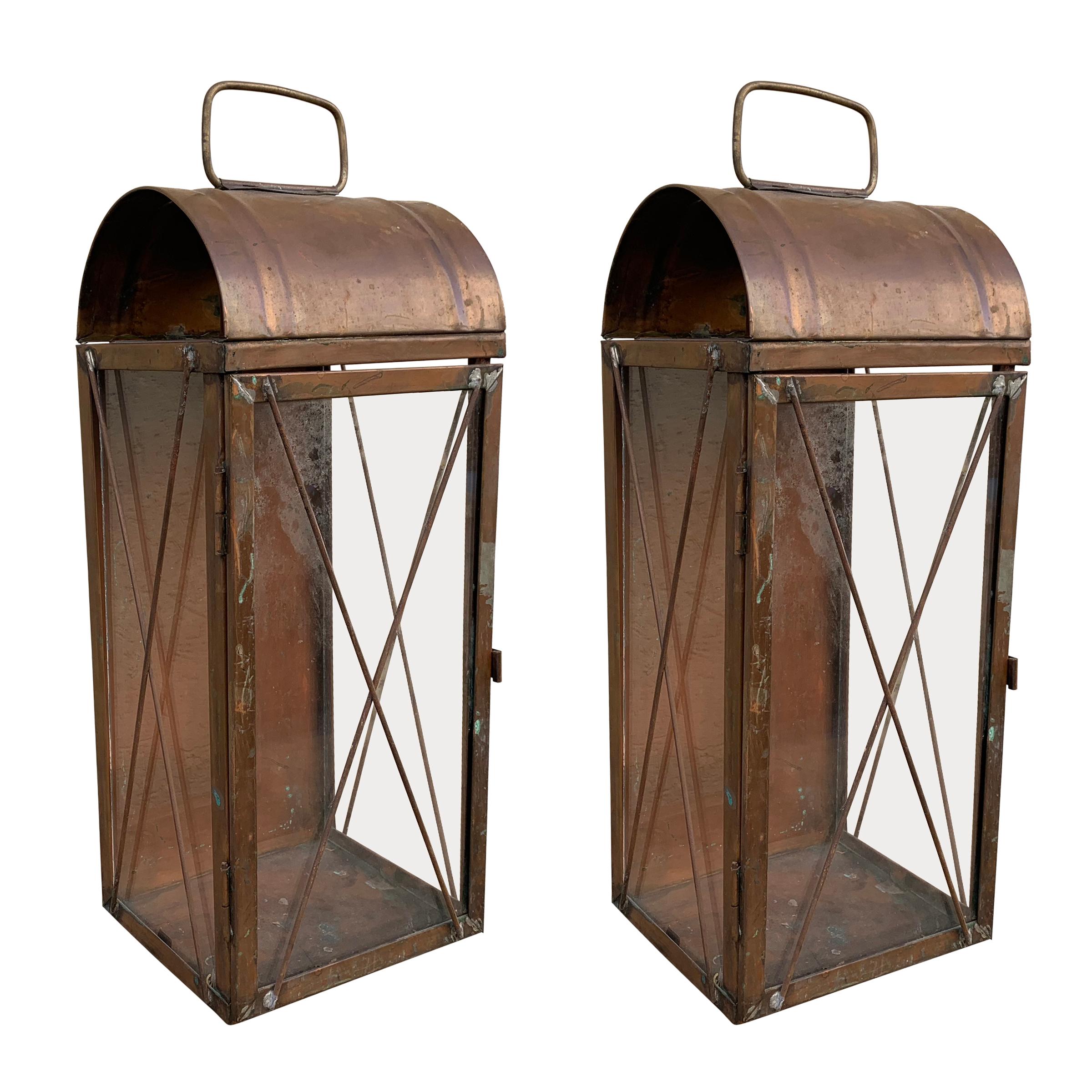 Pair of American Copper Lanterns