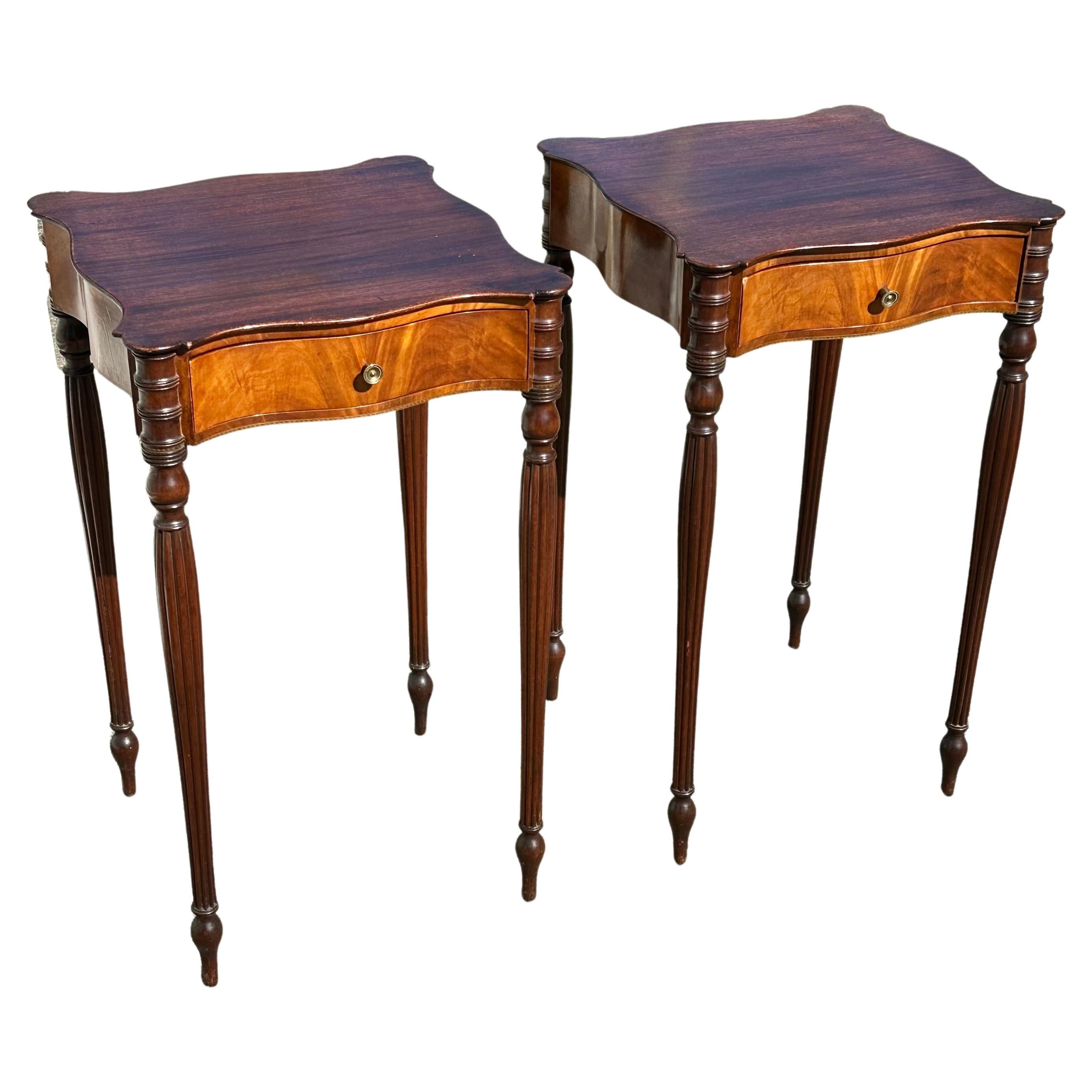 Pair of 19th Century American Federal Birch Side or End Tables