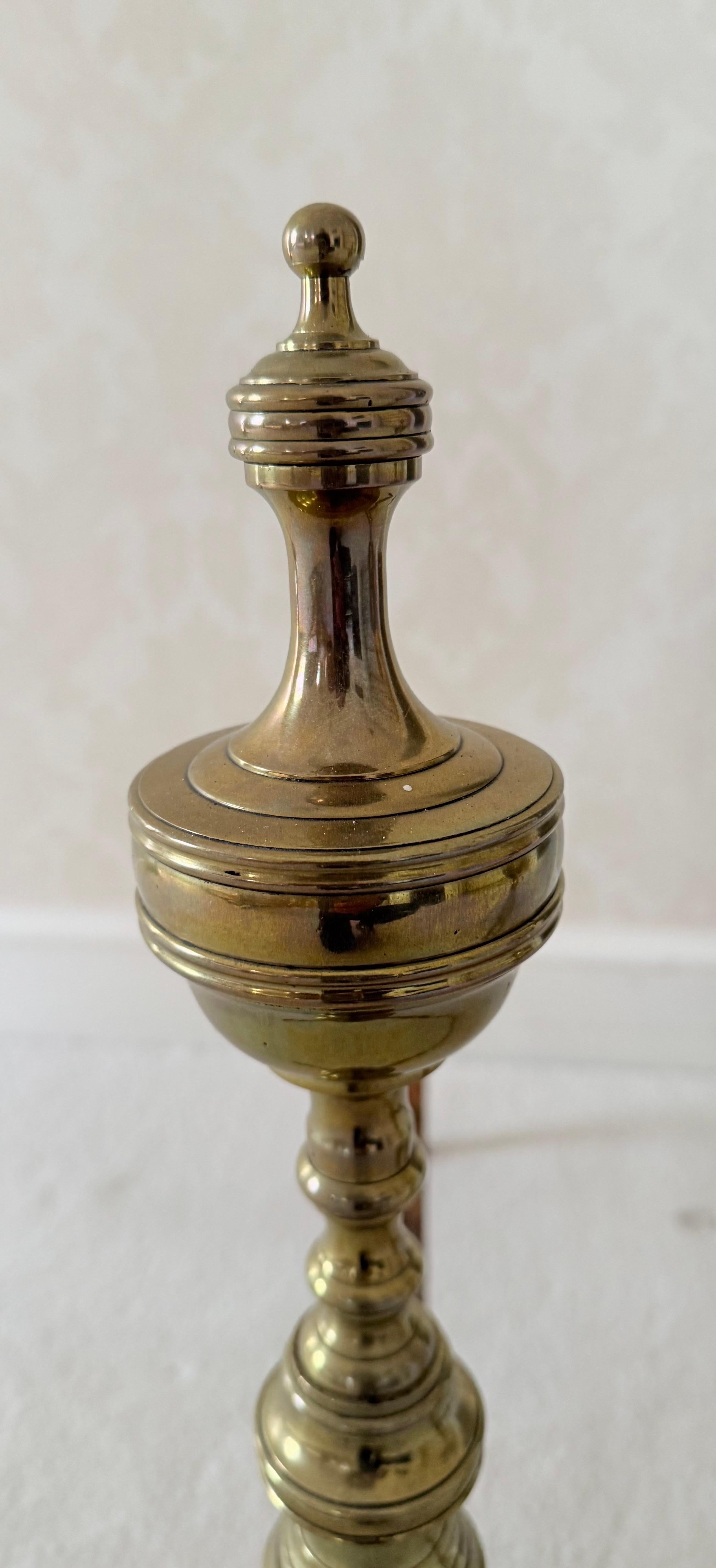 Coppia di androni in ottone lucido Feder del XIX secolo in vendita 2
