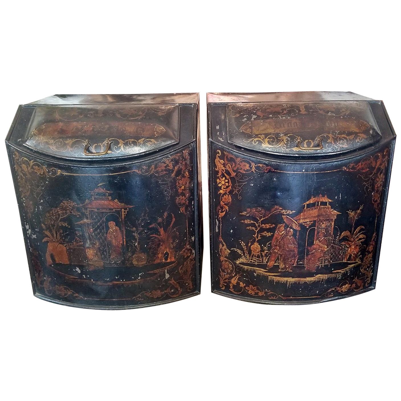 Paire de boîtes à thé de style chinoiserie Henry Troemner Philadephia Pa du 19ème siècle américain en vente