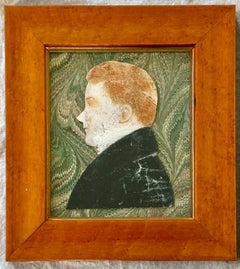 Pair of 19th Century American Painted Silhouettes in Period Frames.
