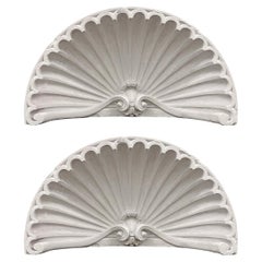Pair of 19th Century American Plaster Shell Niche or Door Caps
