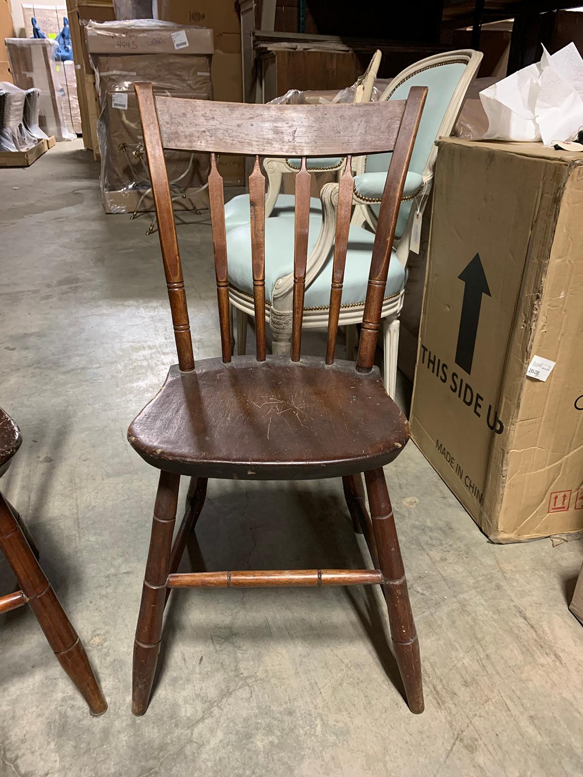 Wood Pair of 19th Century American Side Chairs