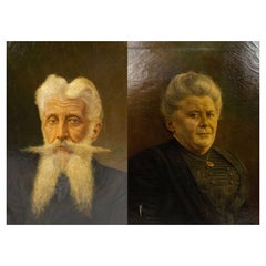 Paire de portraits victoriens américains encadrés du 19ème siècle