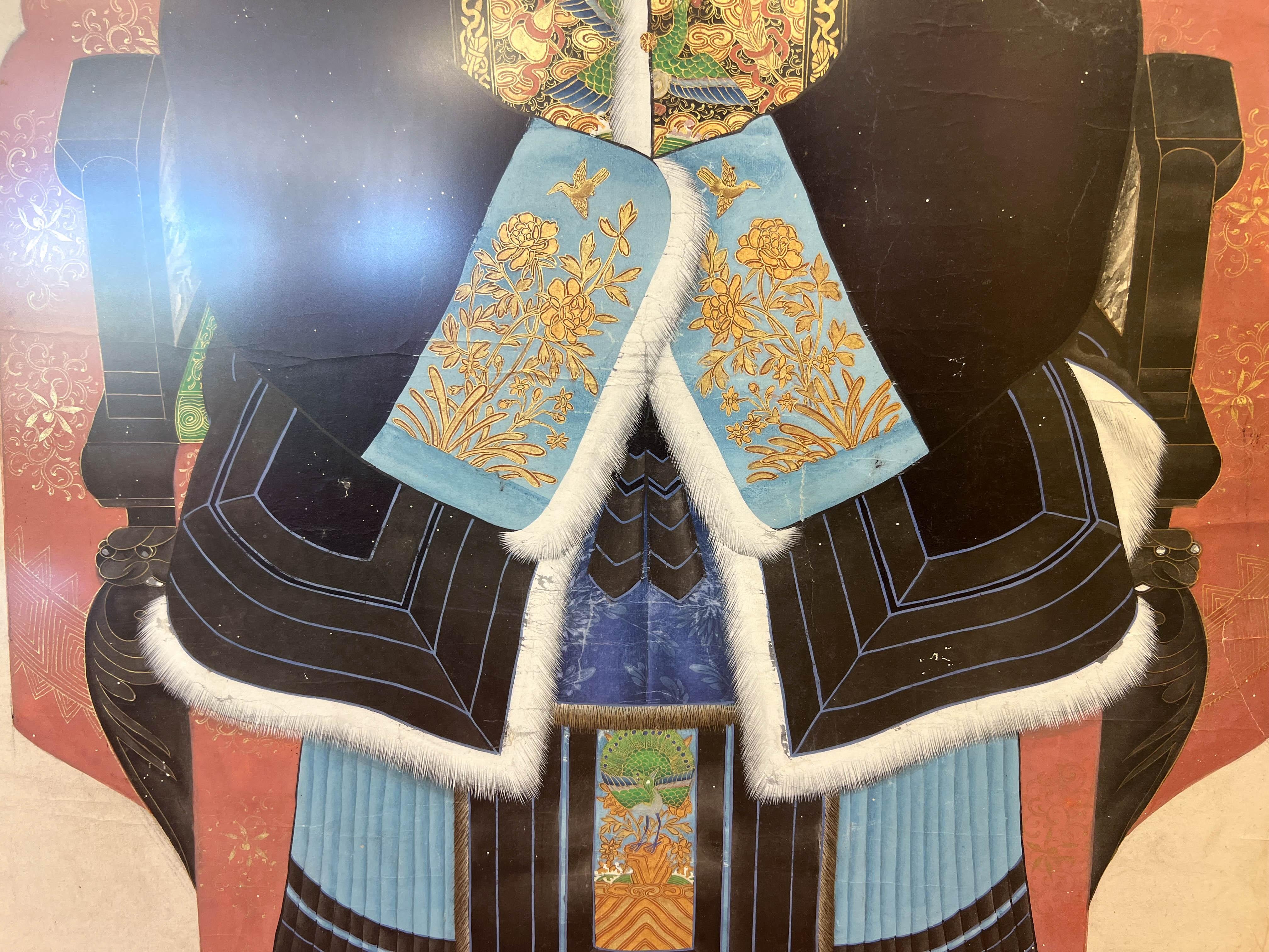 Paire de portraits d'ancêtres du roi et de la reine datant du 19e siècle en vente 3