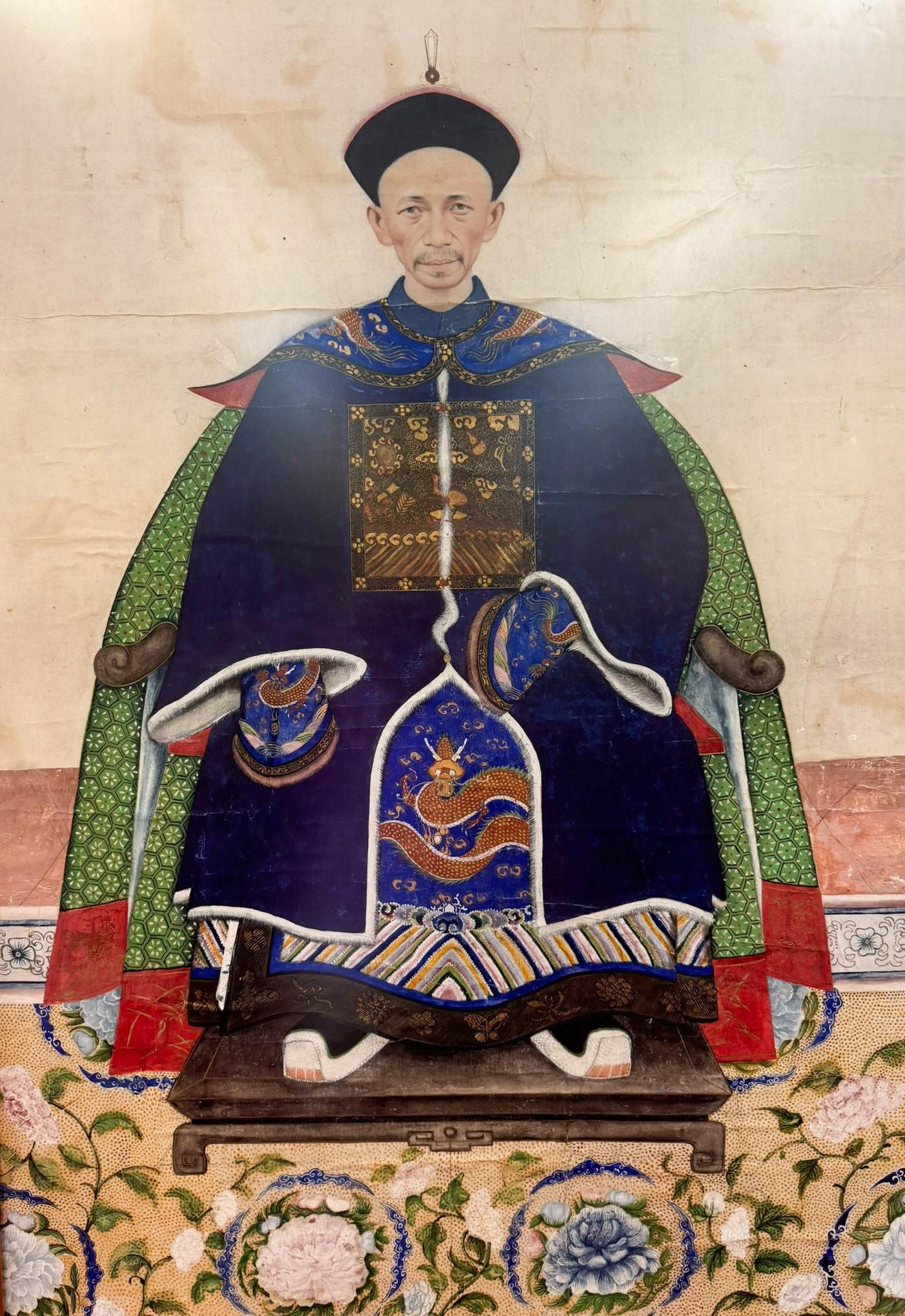 Paire de portraits d'ancêtres du roi et de la reine datant du 19e siècle Bon état - En vente à North Palm Beach, FL