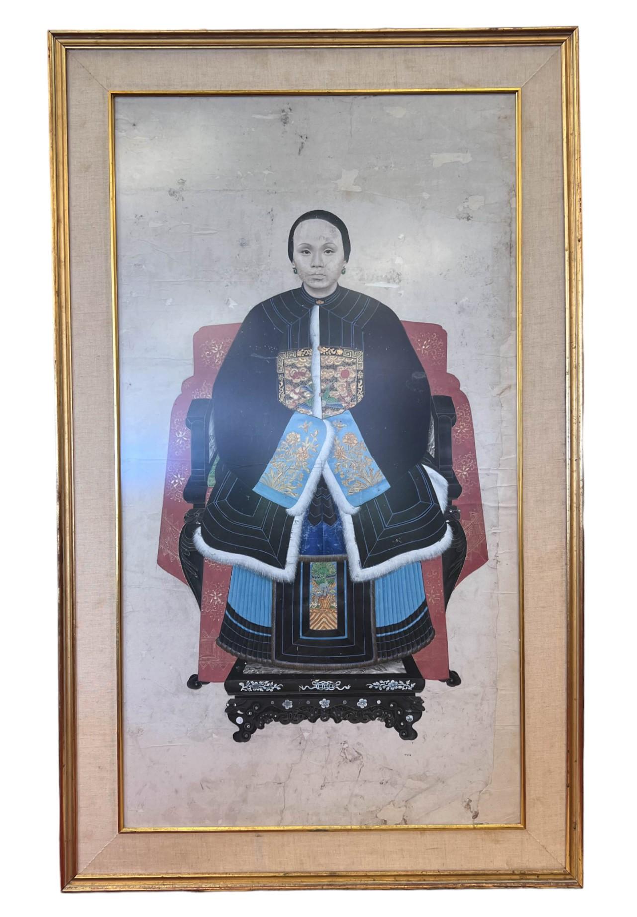 Papier Paire de portraits d'ancêtres du roi et de la reine datant du 19e siècle en vente