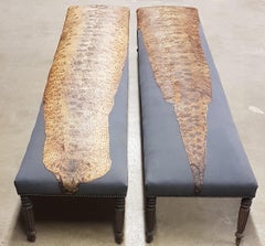 Pair of 19th Century and Later Country House Benches in Snake Skin