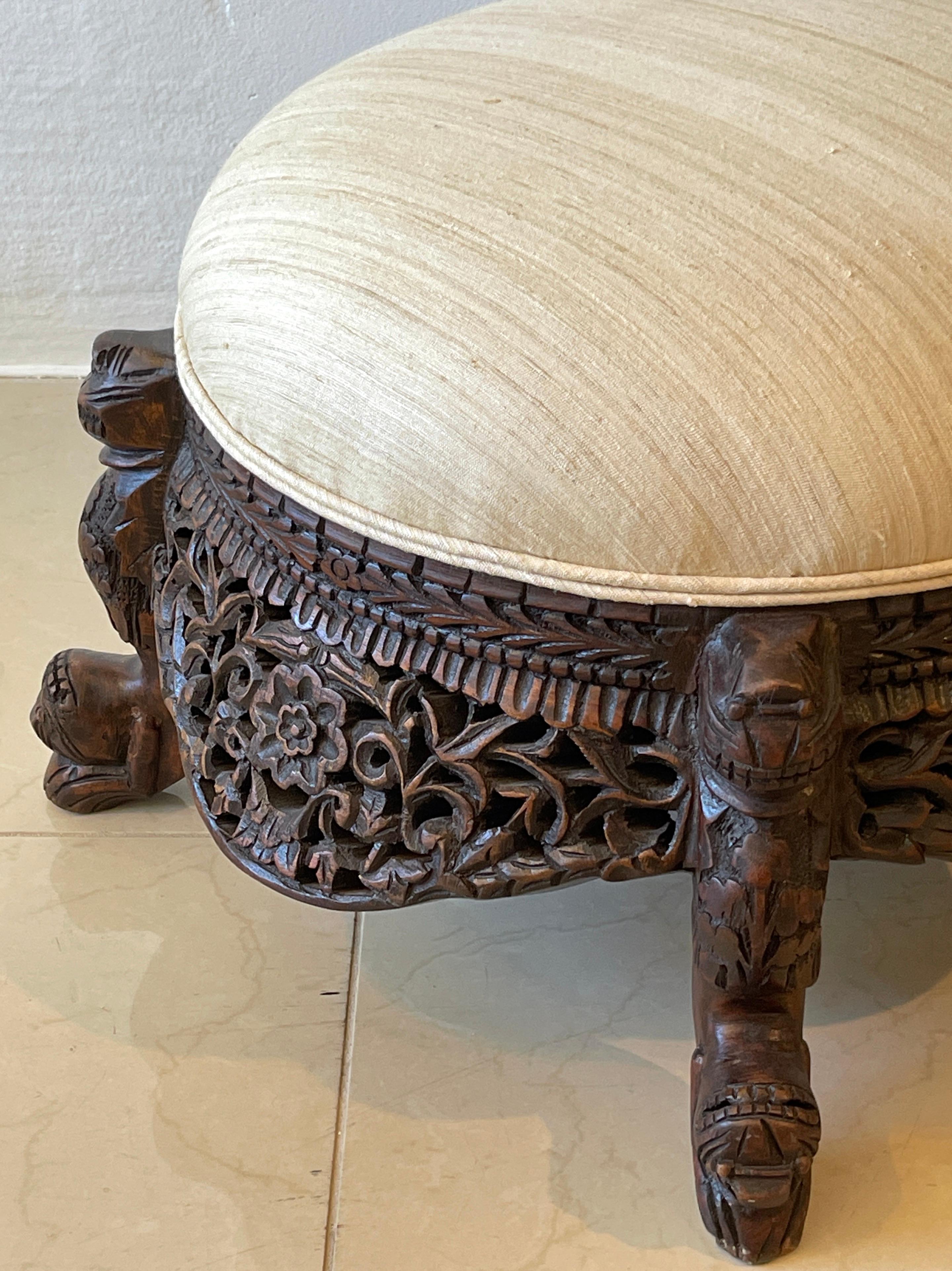 Pair of 19th Century Anglo-Indian Carved Footstools For Sale 5