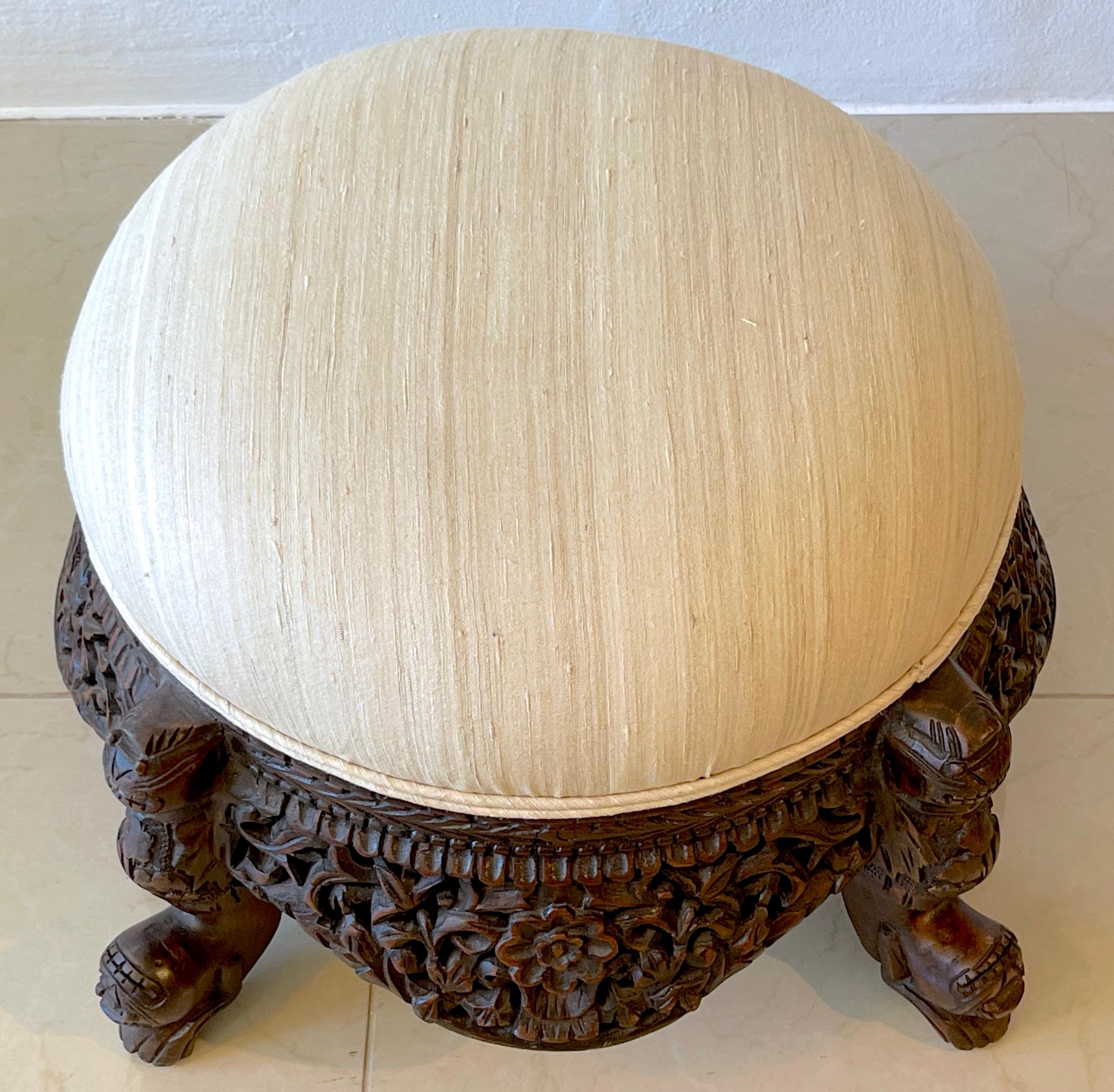 Pair of 19th Century Anglo-Indian Carved Footstools For Sale 8