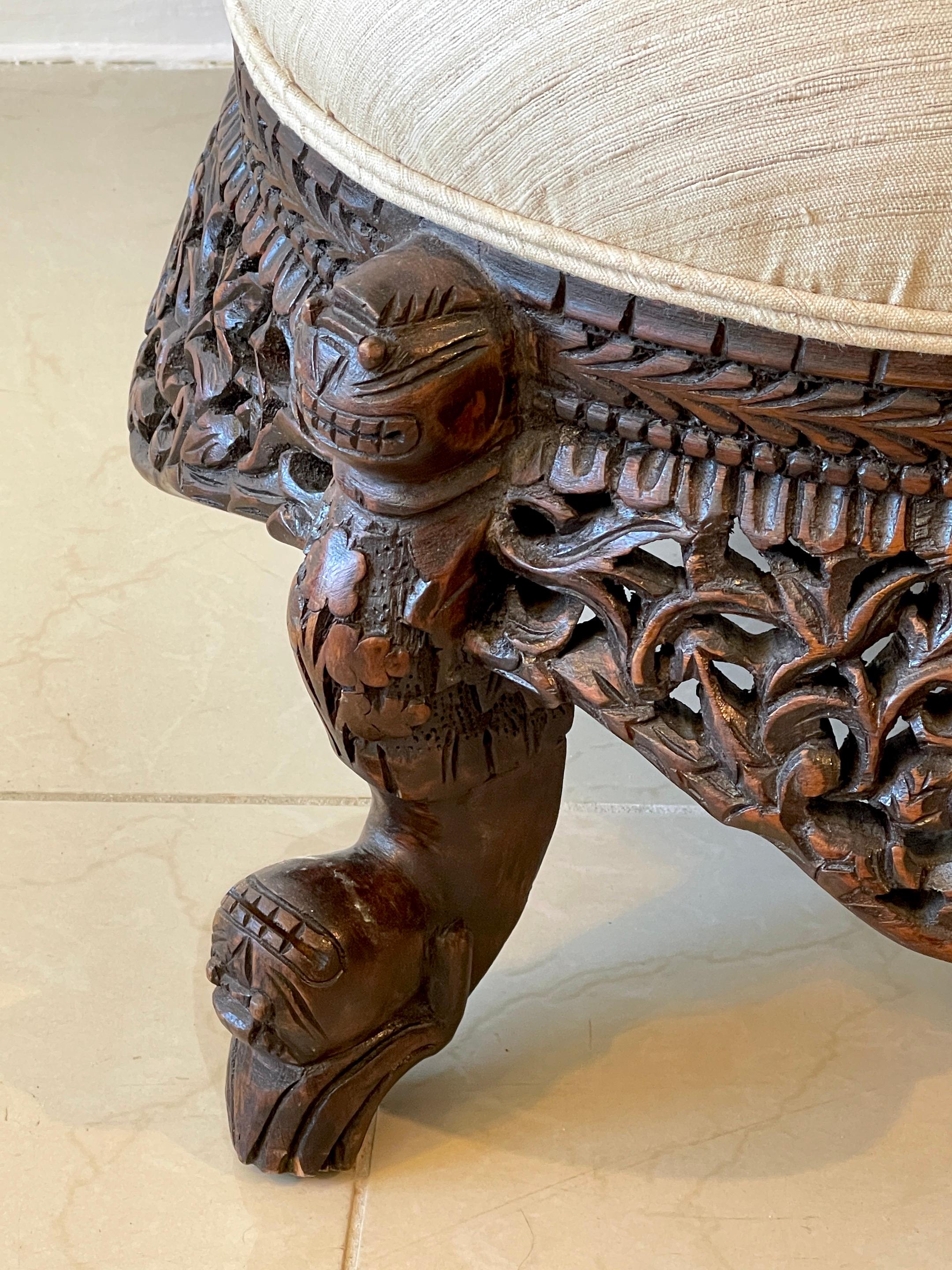Pair of 19th Century Anglo-Indian Carved Footstools For Sale 1