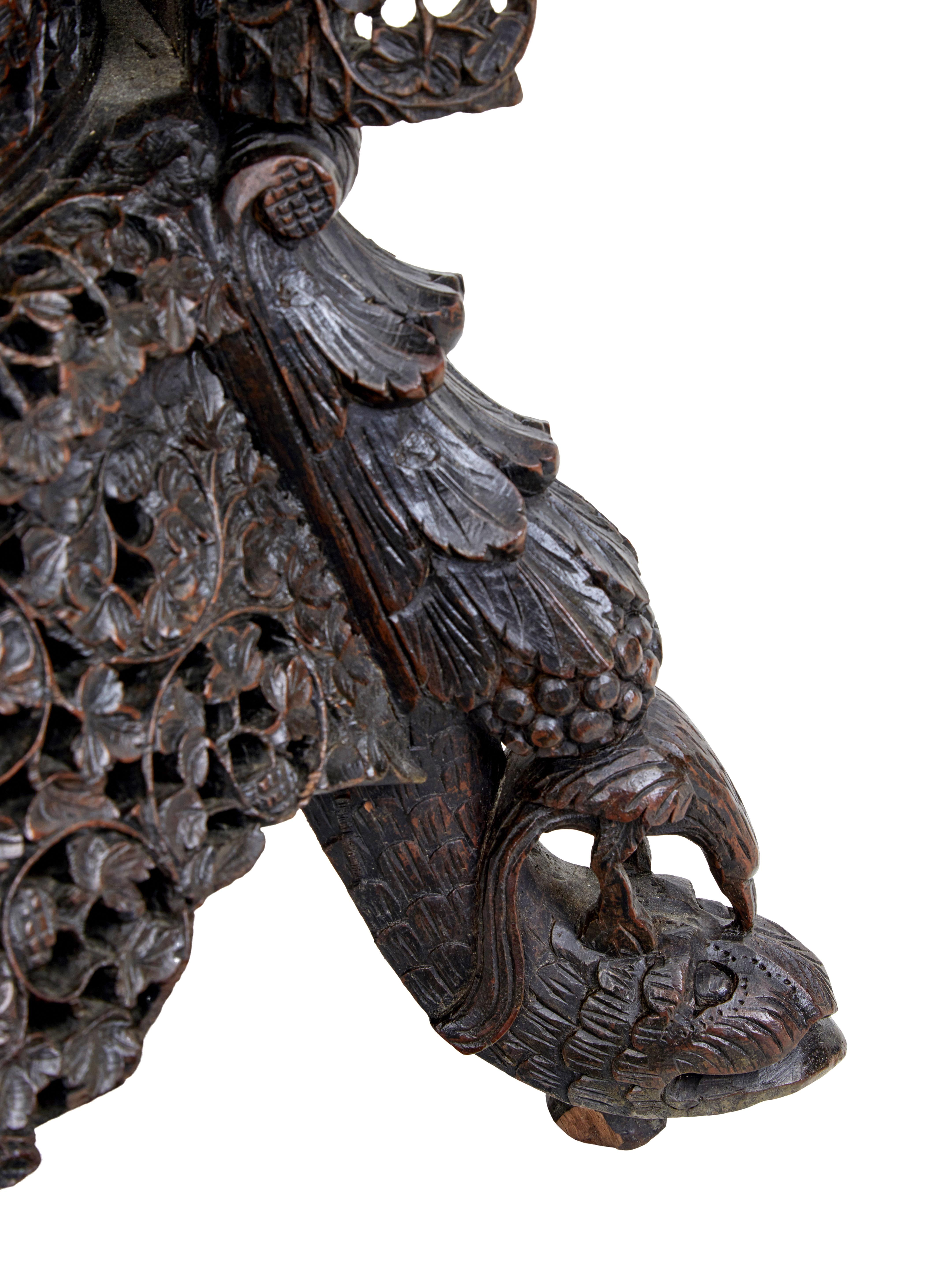 Pair of 19th Century Anglo-Indian Carved Hardwood Chairs 6