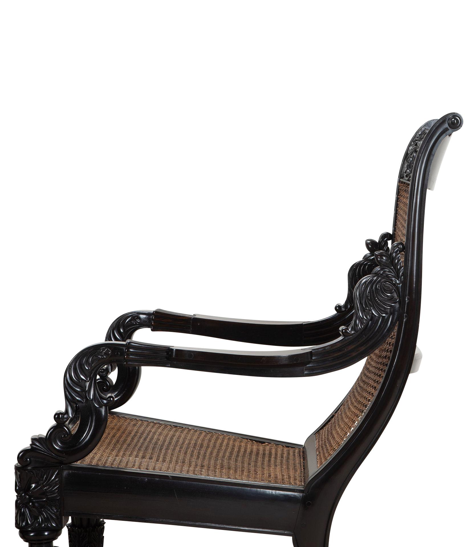 Pair of 19th Century Anglo-Indian Ebony Chairs For Sale 1