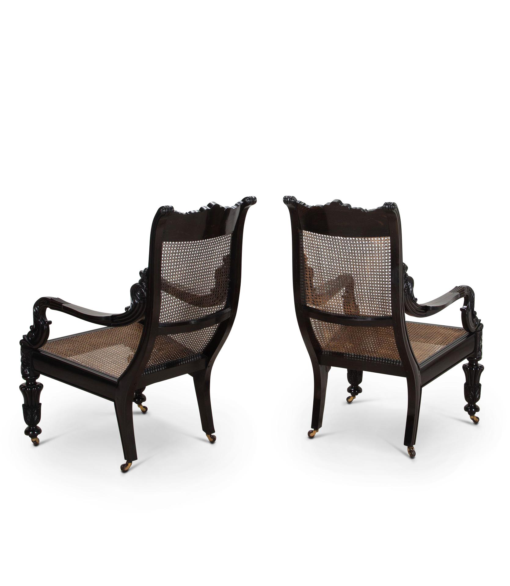 Pair of 19th Century Anglo-Indian Ebony Chairs For Sale 5