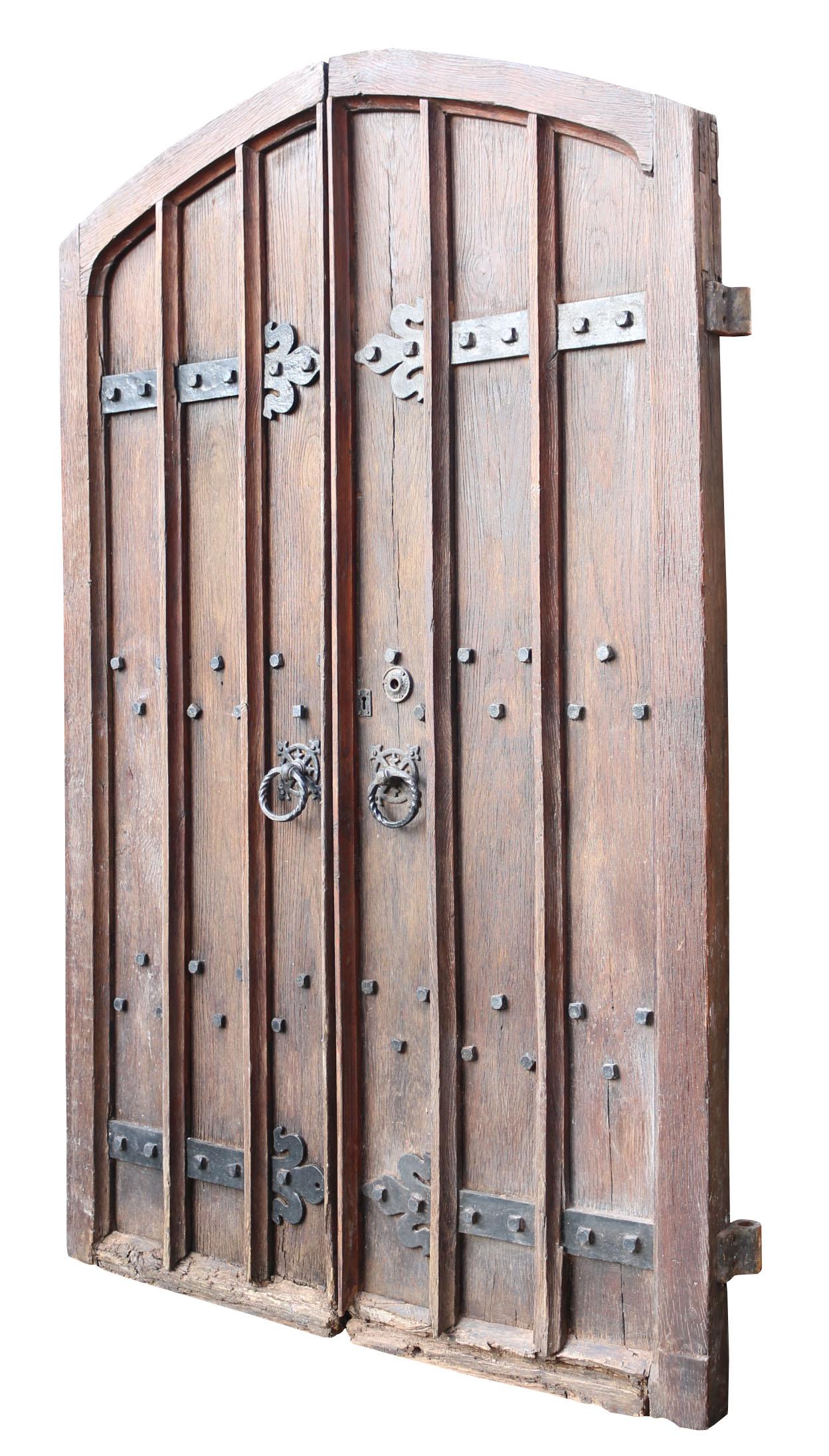 English Pair of 19th Century Antique Arched Oak Exterior Doors