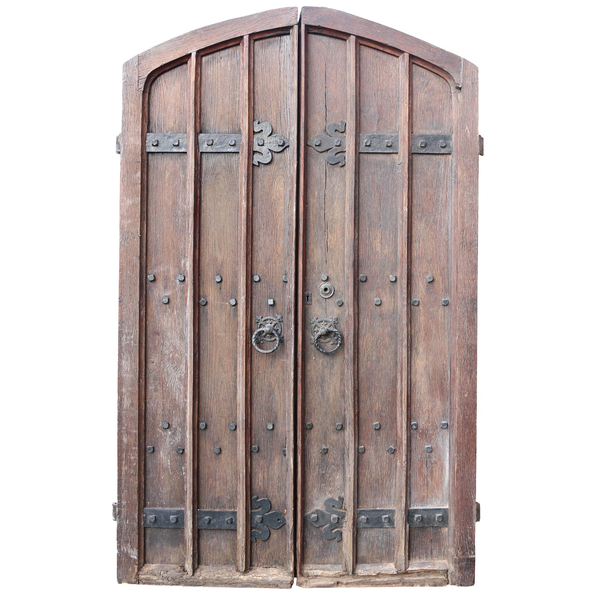 Pair of 19th Century Antique Arched Oak Exterior Doors
