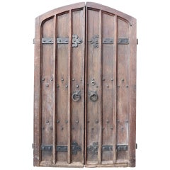 Pair of 19th Century Antique Arched Oak Exterior Doors