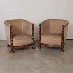 Pair of 19th Century Antique Barley Twist Armchairs