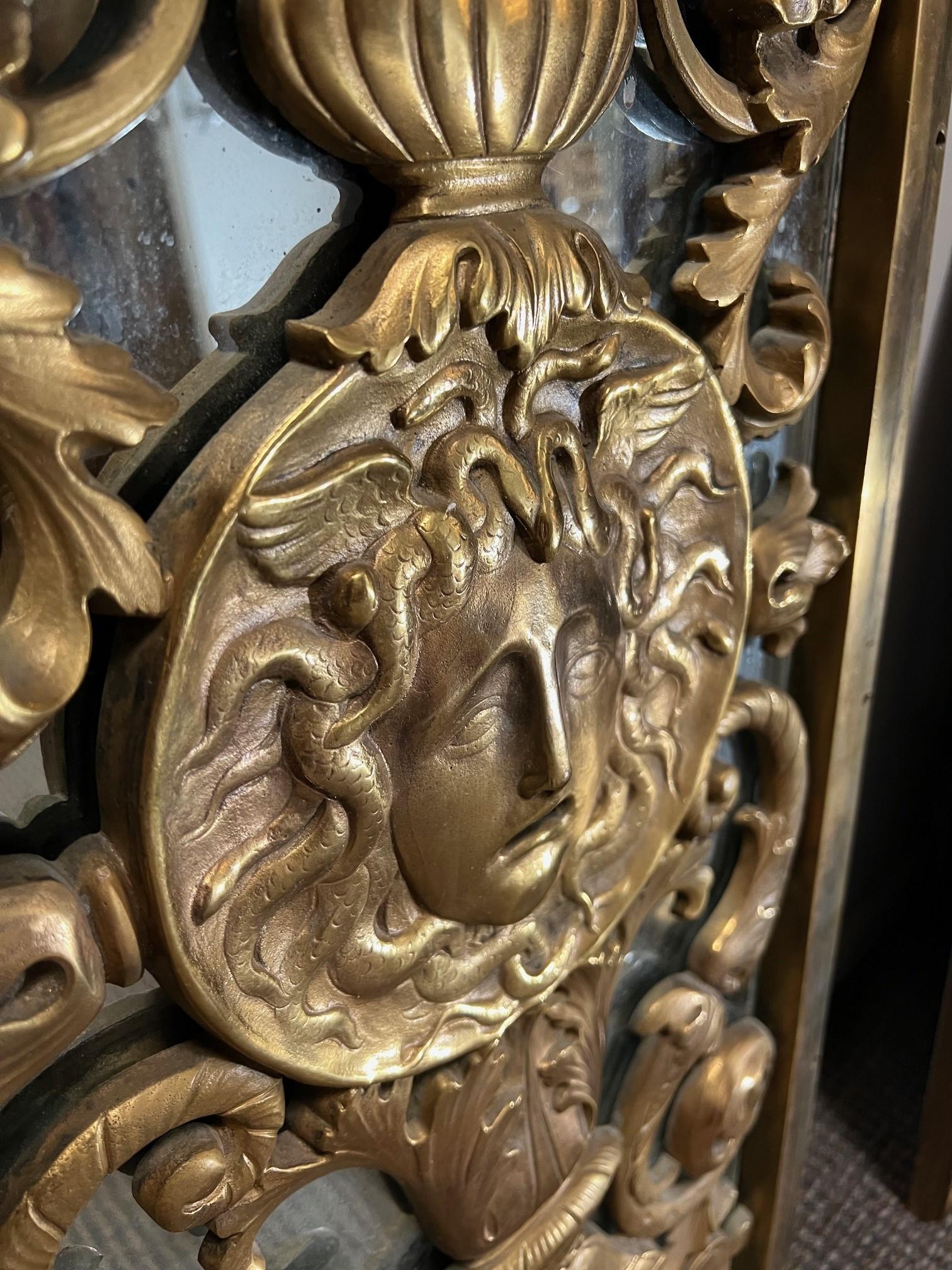 Pair of 19th Century Antique Bronze Panels, Head of Medusa  For Sale 10