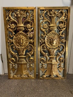 Pair of 19th Century Antique Bronze Panels, Head of Medusa