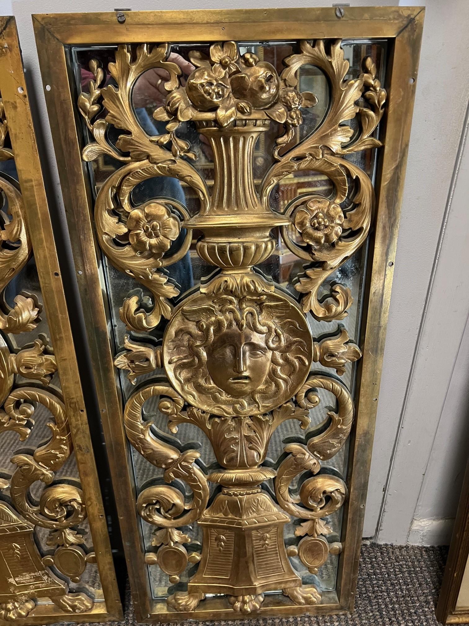 Pair of 19th Century Antique Bronze Panels, Head of Medusa  For Sale 1