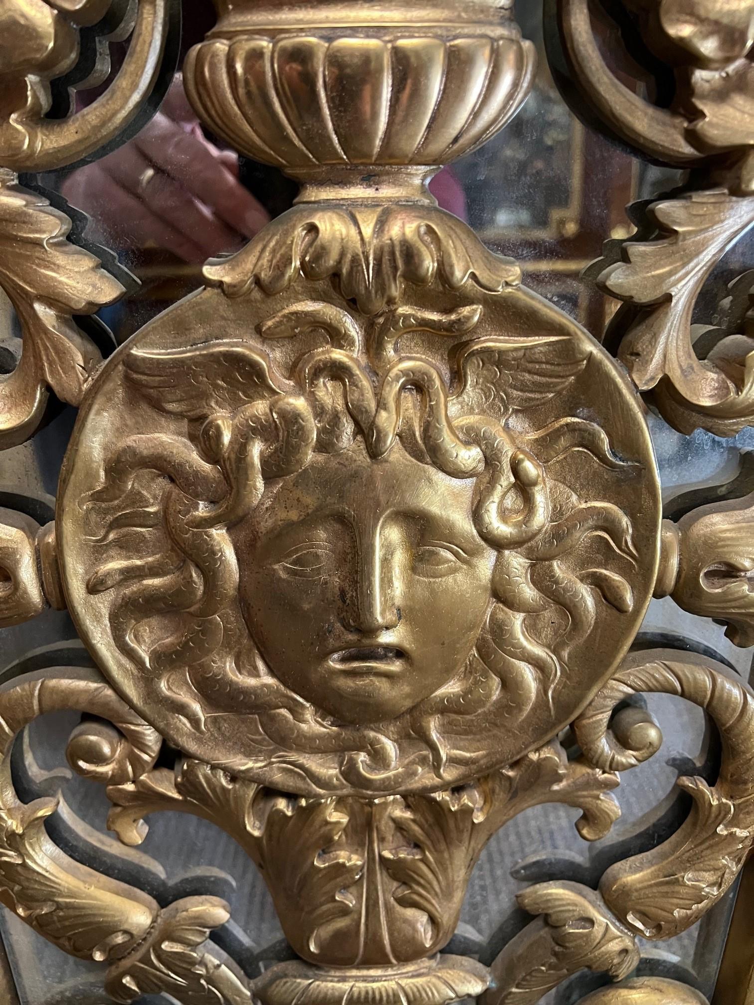Pair of 19th Century Antique Bronze Panels, Head of Medusa  For Sale 3