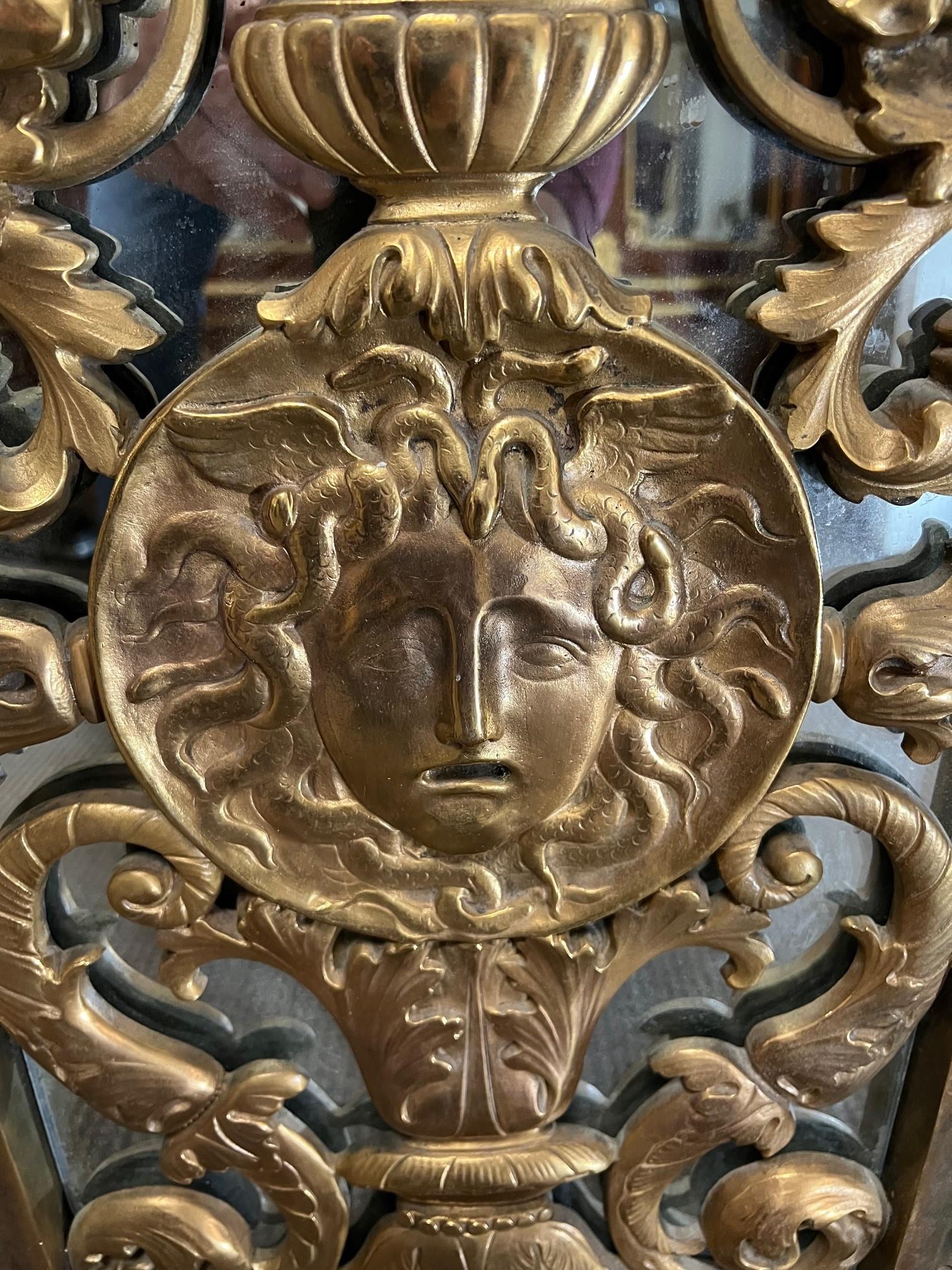 Pair of 19th Century Antique Bronze Panels, Head of Medusa  For Sale 6