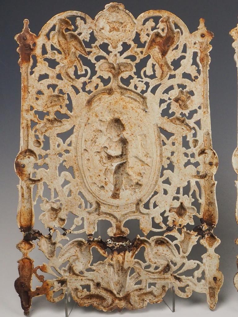 Pair of 19th Century Antique Cast Iron Decorative Wall Panels – Ornate Design For Sale 14
