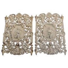 Pair of 19th Century Antique Cast Iron Decorative Wall Panels – Ornate Design