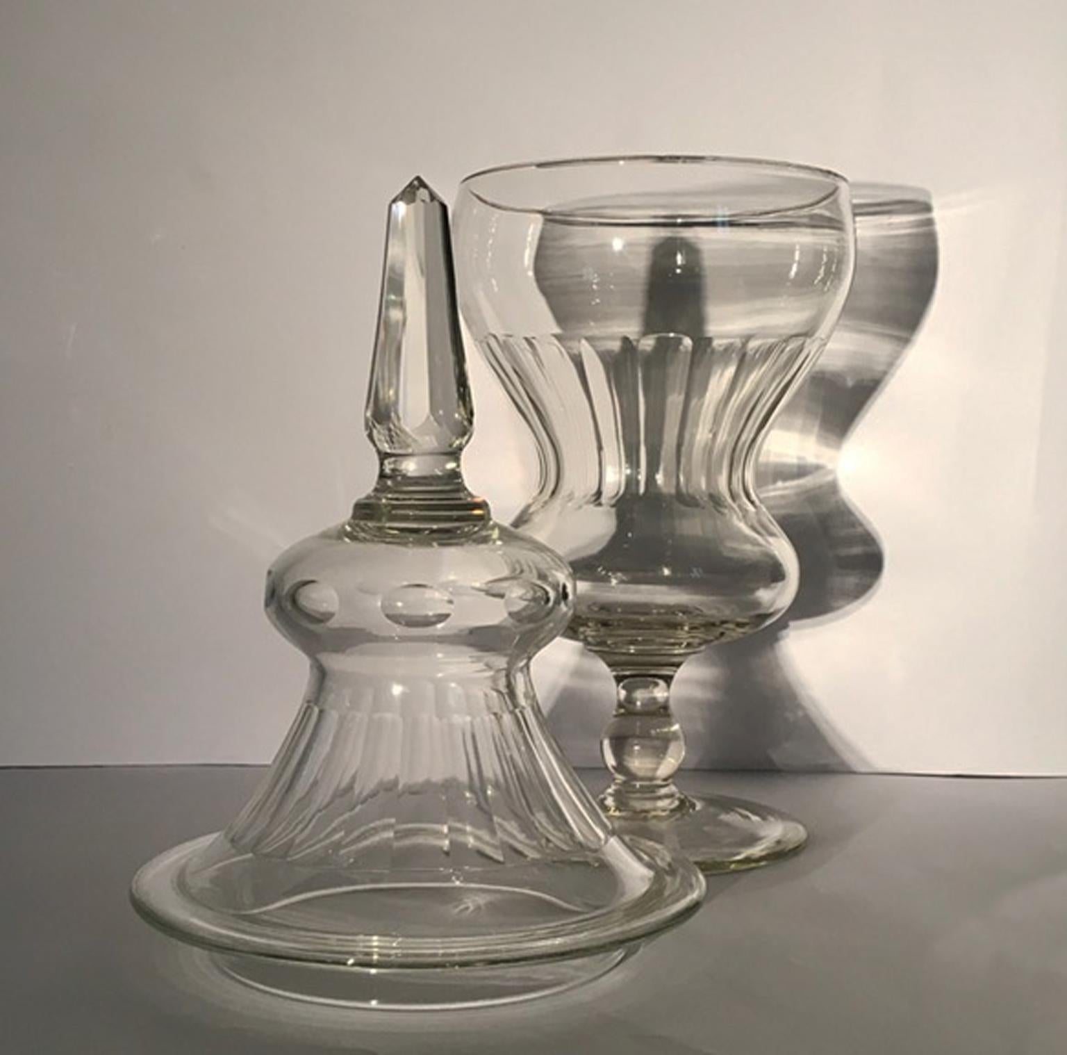 Italy Early-19th Century  Neoclassical Pair Clear Crystal Covered Vases  13