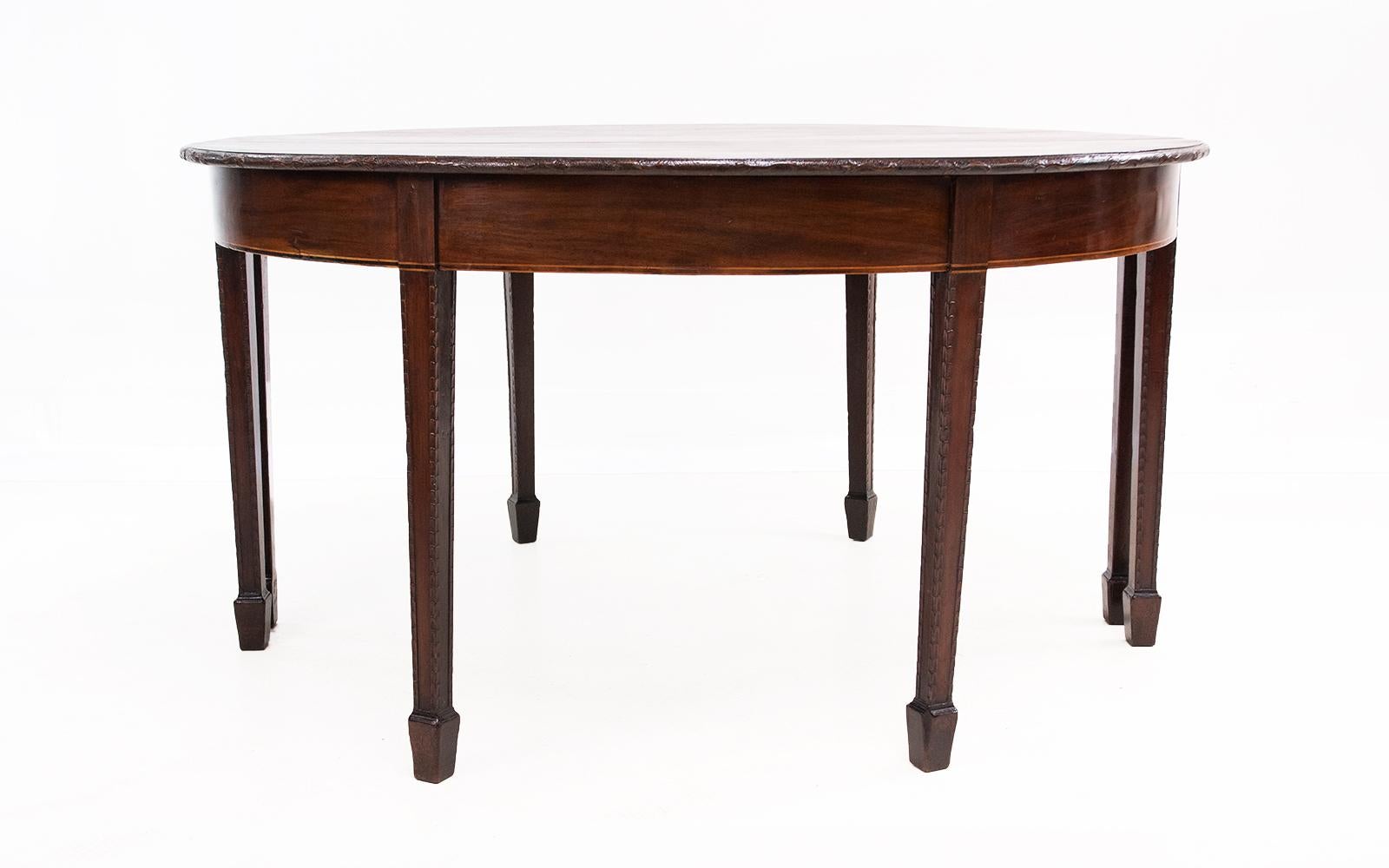 Georgian Pair of 19th Century Antique Demi Lune Side Table Dining Table