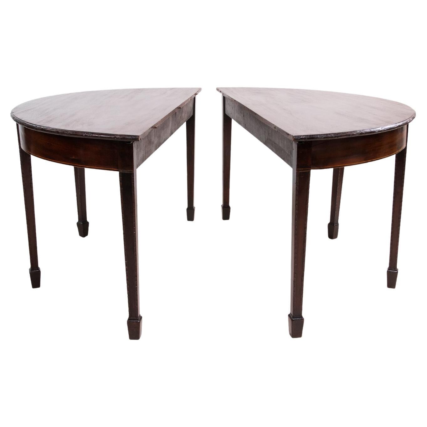 Pair of 19th Century Antique Demi Lune Side Table Dining Table