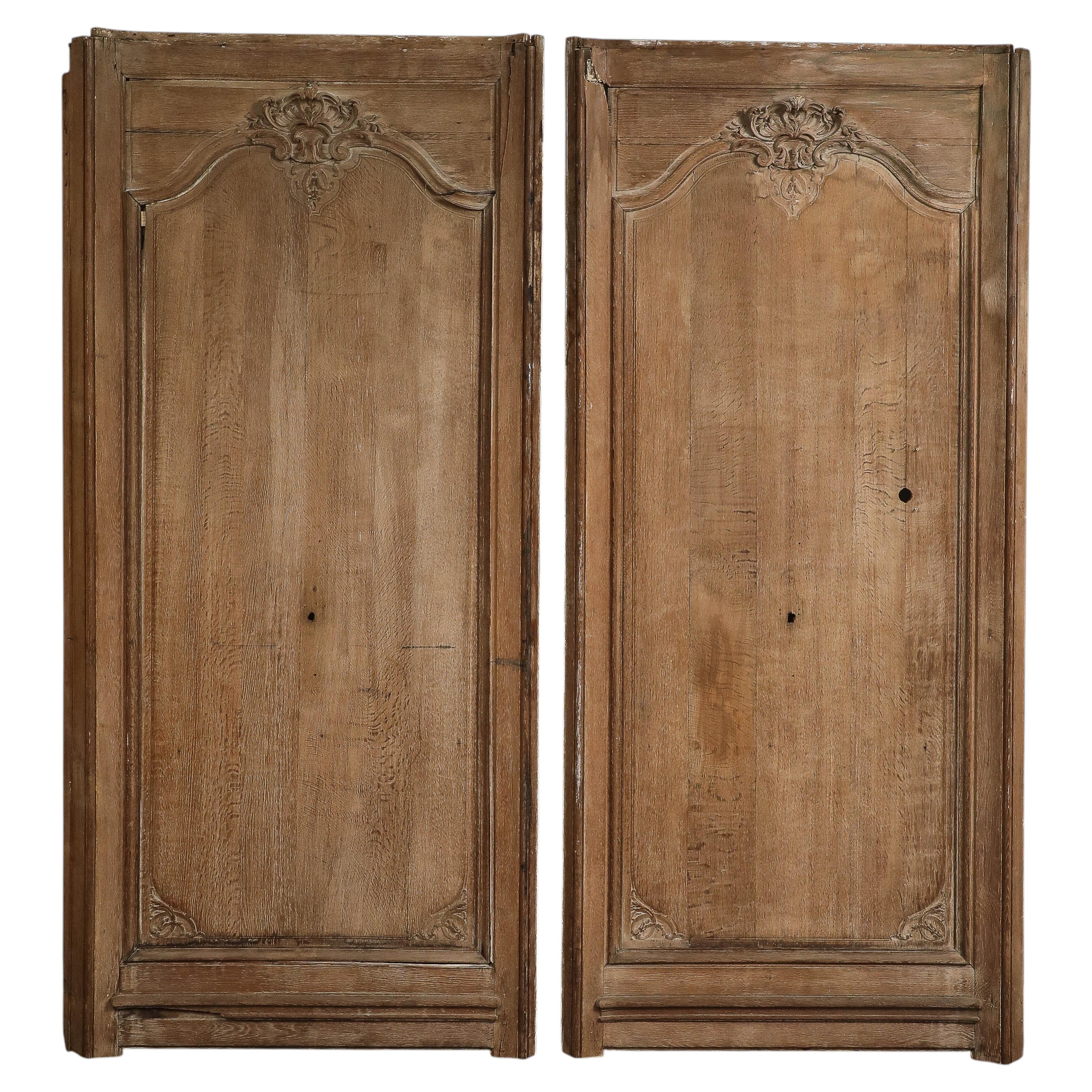 Pair of 19th Century Antique French Carved Oak Panels, c. 1880