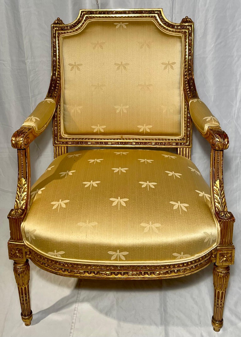 Pair of 19th Century Antique French Giltwood Armchairs For Sale at 1stDibs