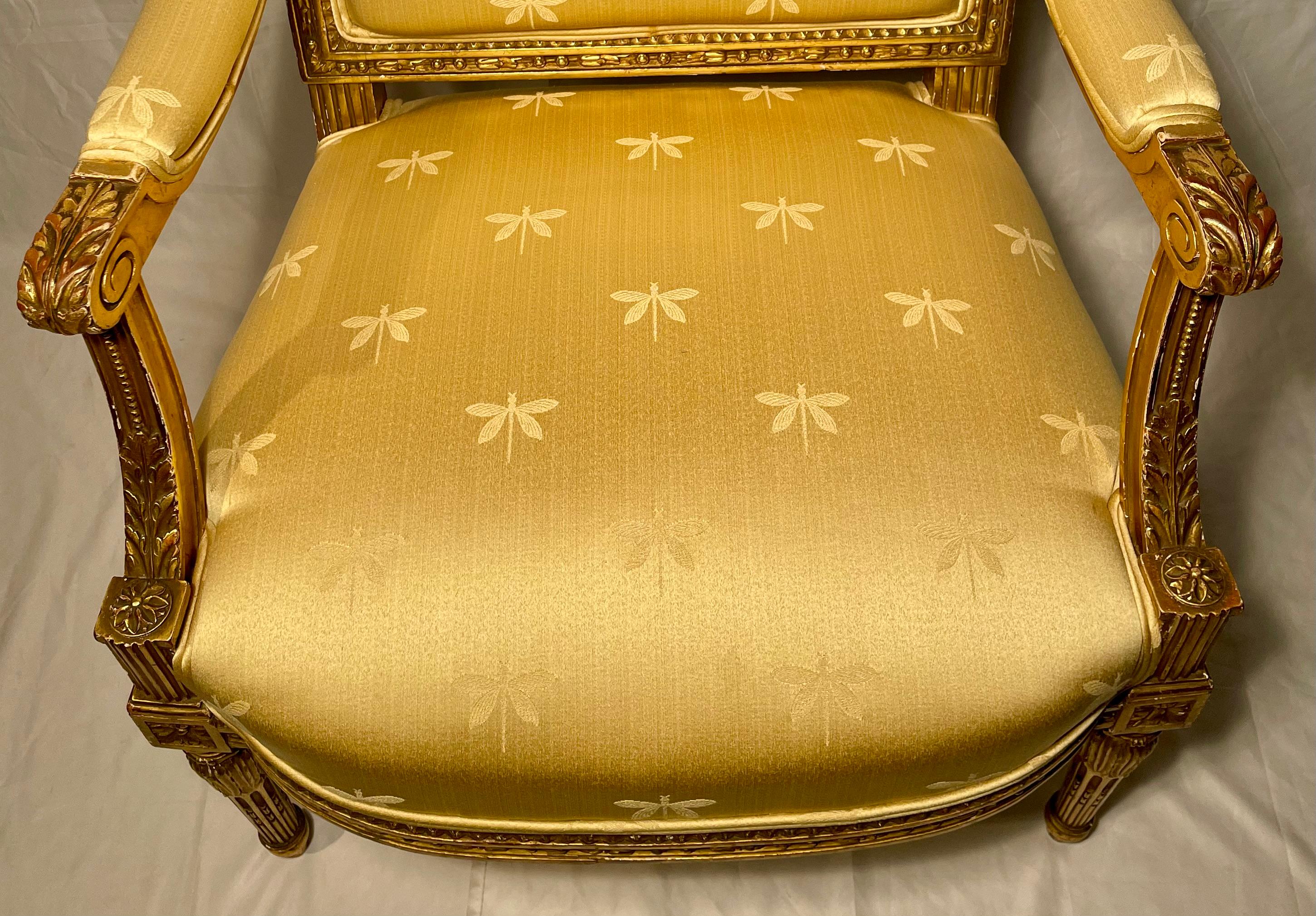 Pair of 19th Century Antique French Giltwood Armchairs For Sale 2