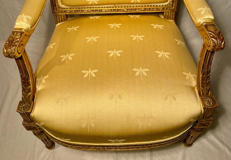 Pair of 19th Century Antique French Giltwood Armchairs For Sale at 1stDibs