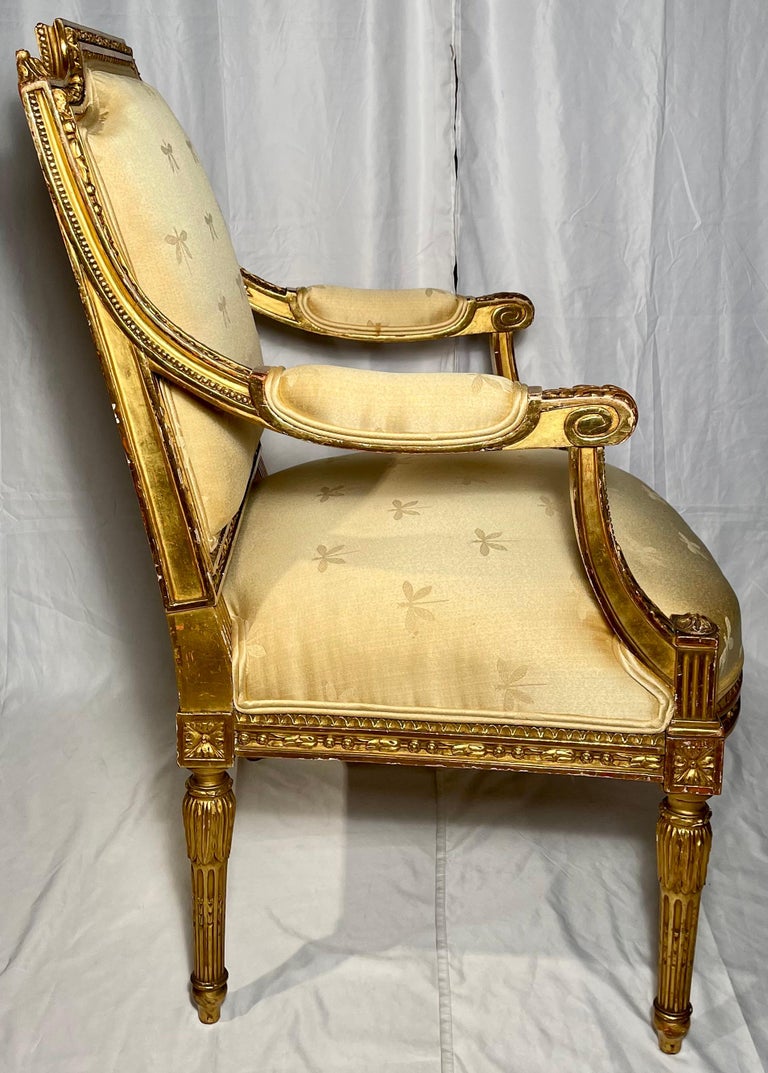Pair of 19th Century Antique French Giltwood Armchairs For Sale at 1stDibs