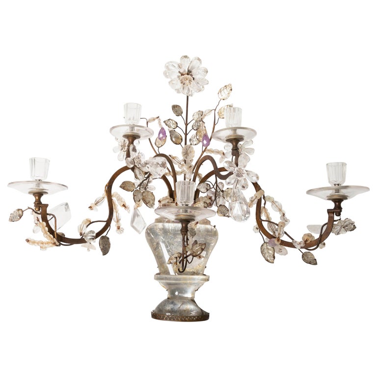 Pair of 19th Century Antique Gilt-Metal Glass and Rock ...