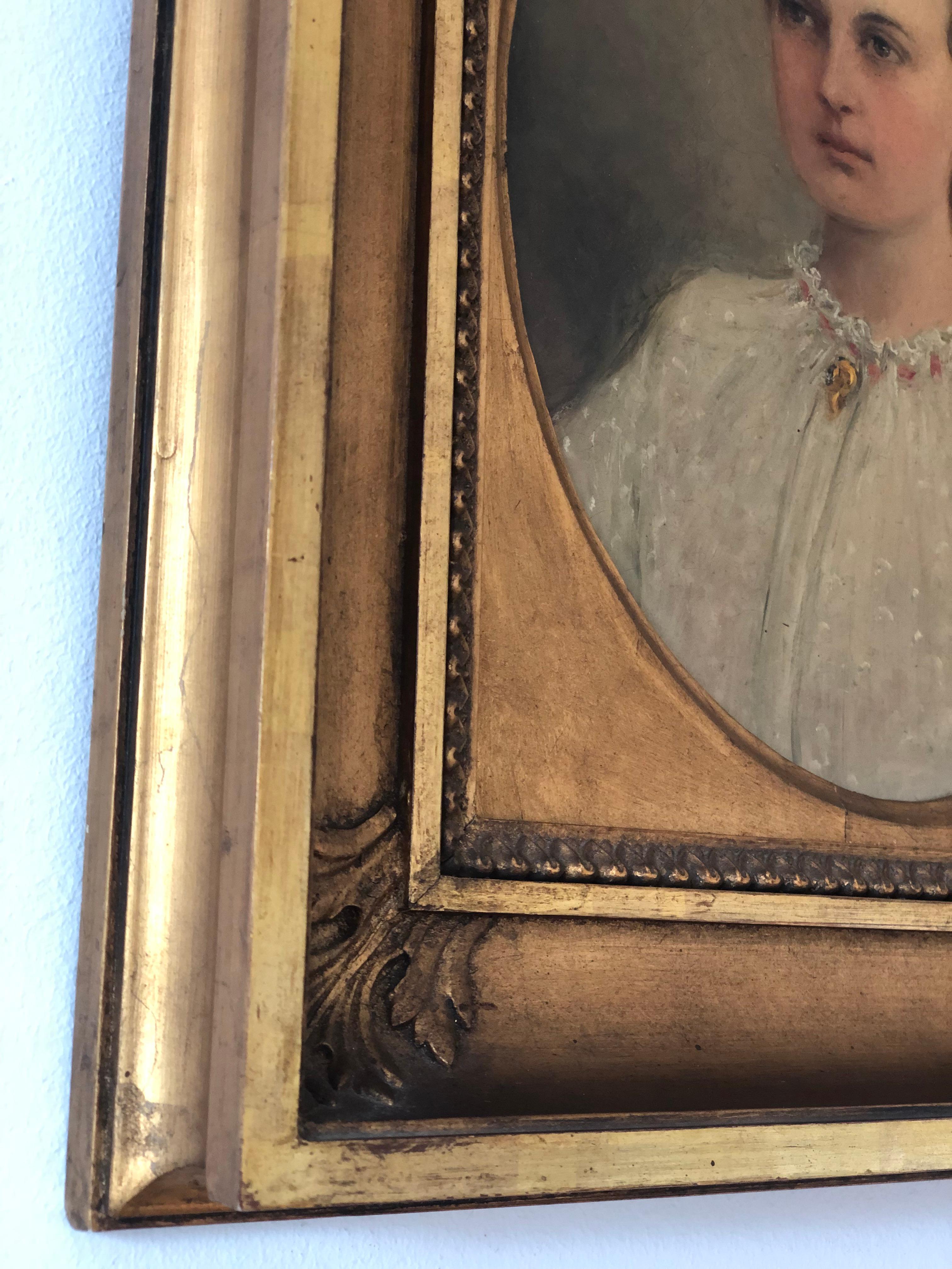 Paire d'anciens portraits à l'huile suédois du 19e siècle en vente 2