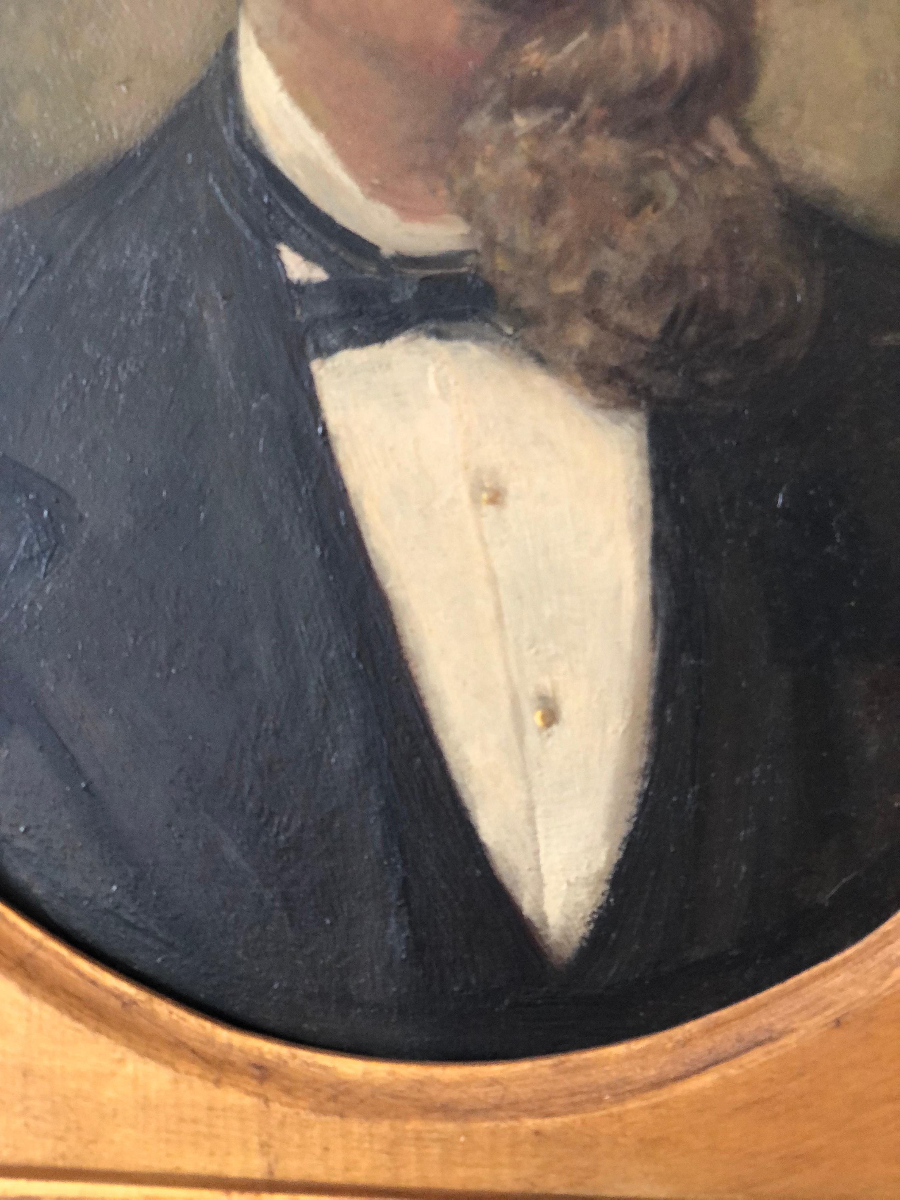 Paire d'anciens portraits à l'huile suédois du 19e siècle en vente 3